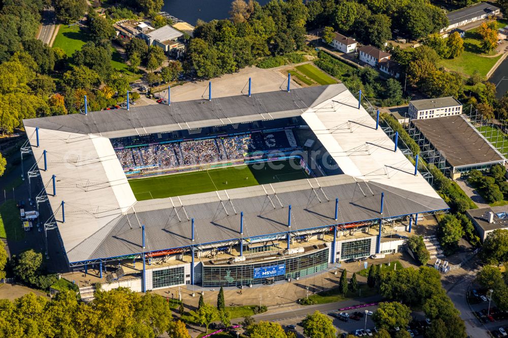 Duisburg from above - Wedau Sports Park with the MSV-Arena (formerly Wedaustadion) in Duisburg in North Rhine-Westphalia