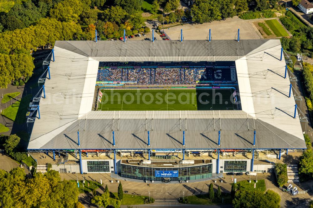 Aerial image Duisburg - Wedau Sports Park with the MSV-Arena (formerly Wedaustadion) in Duisburg in North Rhine-Westphalia