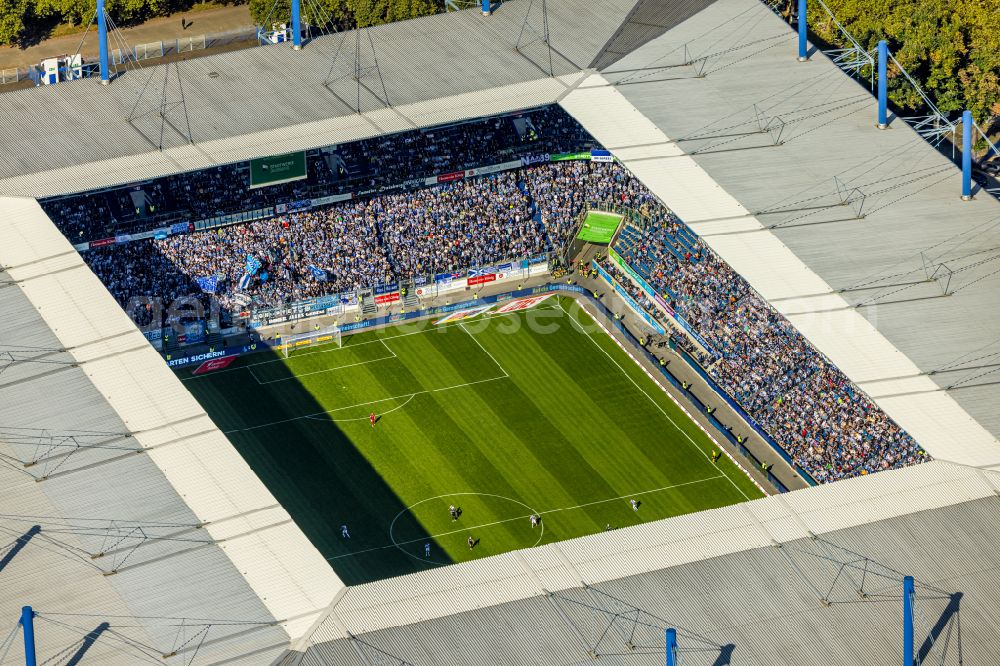 Duisburg from the bird's eye view: Wedau Sports Park with the MSV-Arena (formerly Wedaustadion) in Duisburg in North Rhine-Westphalia