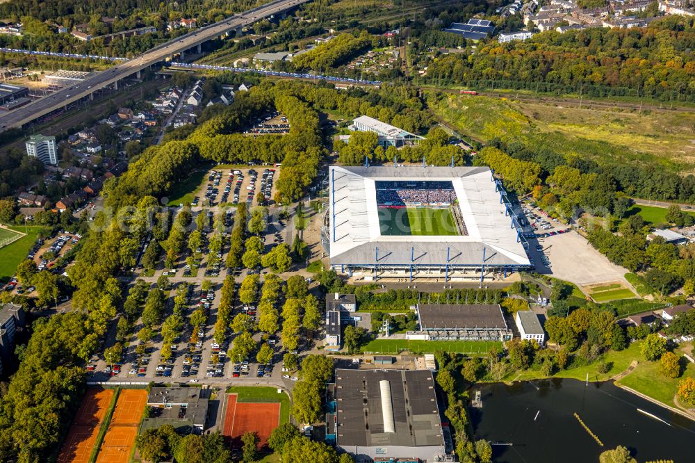 Aerial image Duisburg - Wedau Sports Park with the MSV-Arena (formerly Wedaustadion) in Duisburg in North Rhine-Westphalia