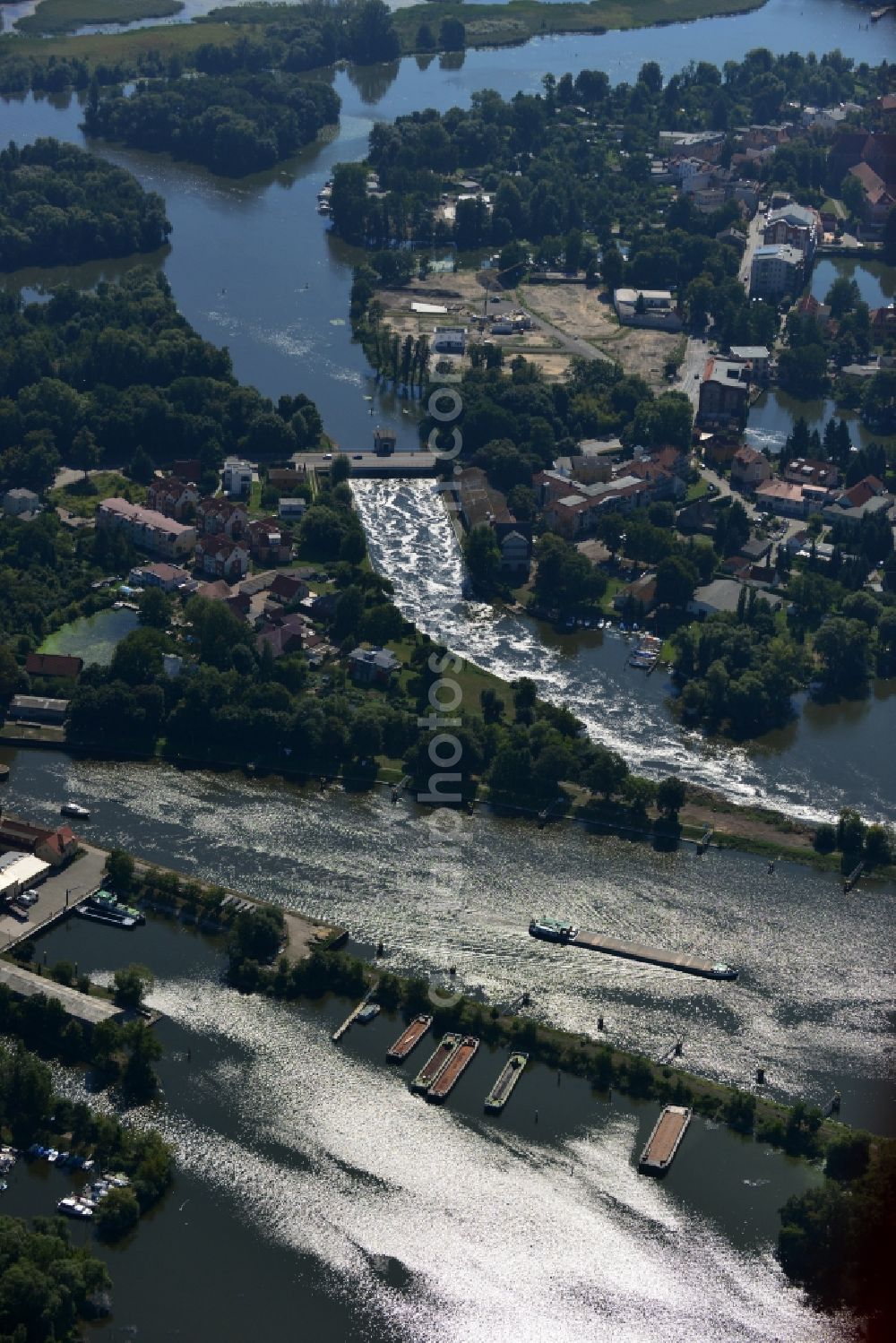 Brandenburg an der Havel from above - View of the barrage Brandenburg in Brandenburg an der Havel in the state of Brandenburg