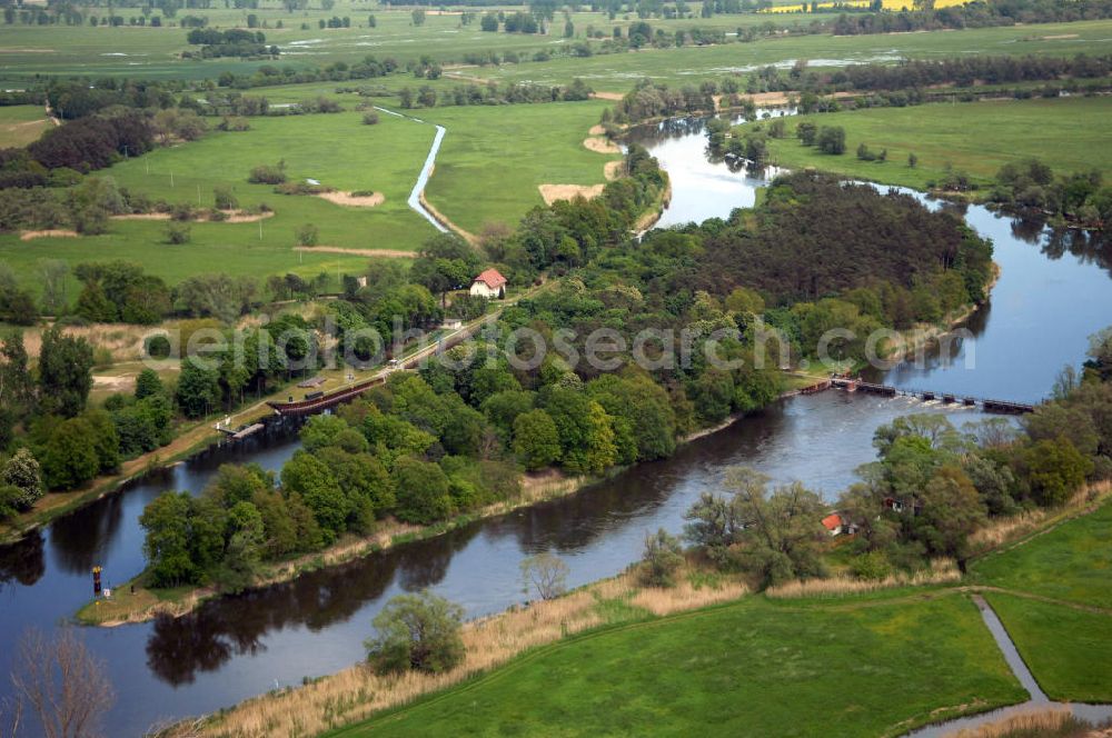 Grütz from above - The Gruetzer Havel-Weir near by the sluice Gruetz