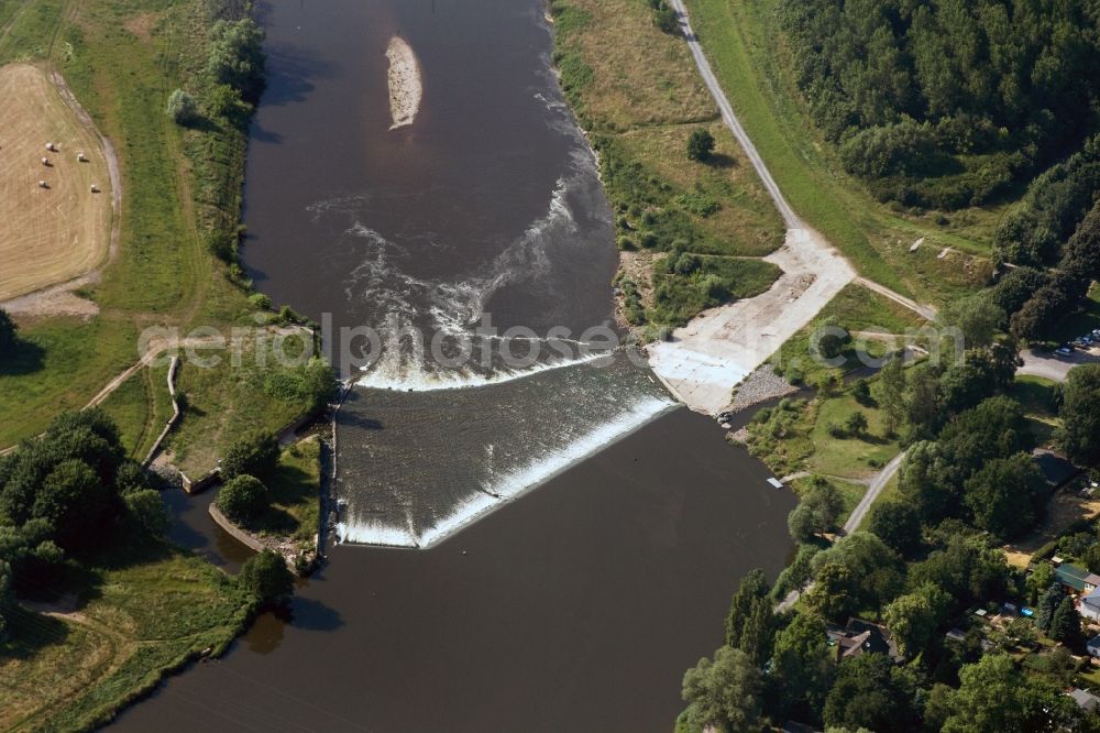 Aerial image Wurzen - Dam Wurzen at the river Mulde at Wurzen in Saxony