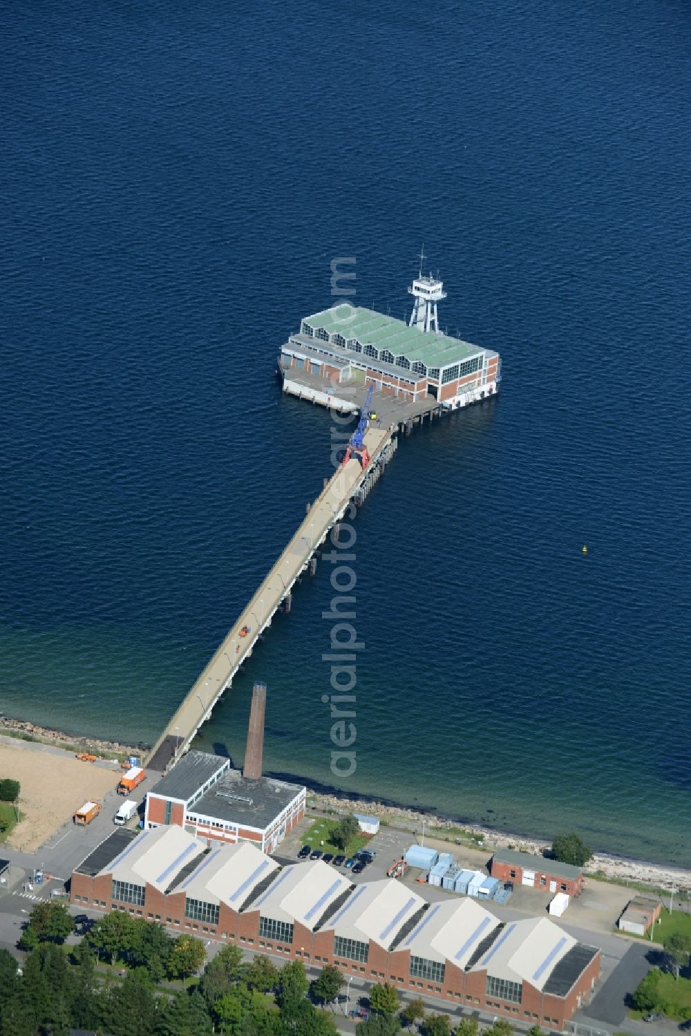 Aerial image Eckernförde - Facilities of the Federal Office for Defense Technology in Eckernfoerde in the state of Schleswig-Holstein. The facilities include halls and technical facilities as well as a dock