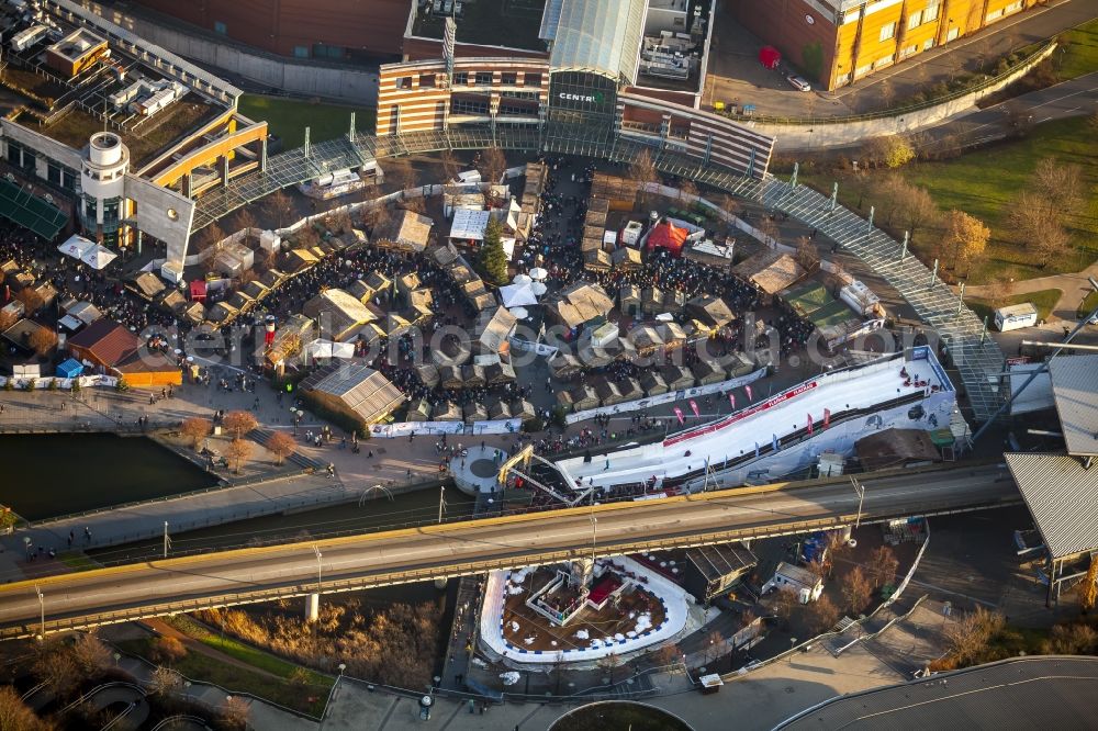 Aerial image Oberhausen - Christmas market at the Centro Oberhausen in North Rhine-Westphalia