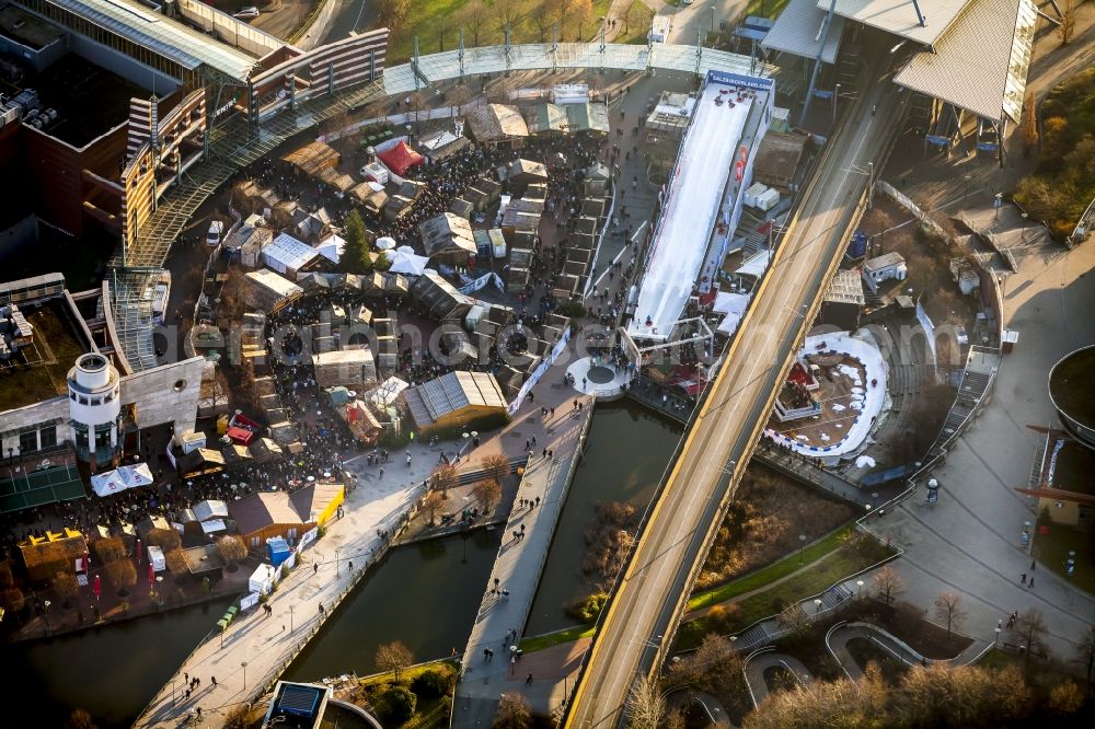 Oberhausen from the bird's eye view: Christmas market at the Centro Oberhausen in North Rhine-Westphalia