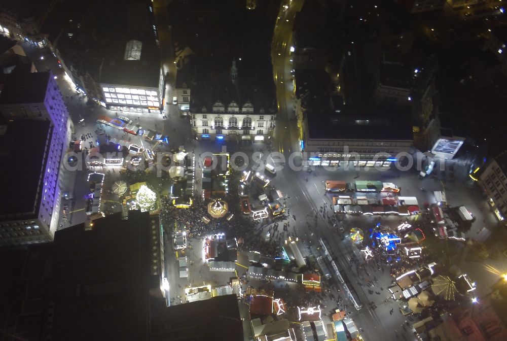 Halle (Saale) from above - Christmas market in the old town in Halle (Saale) in Saxony-Anhalt