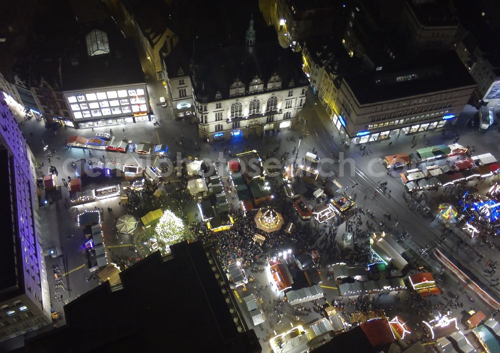 Aerial image Halle (Saale) - Christmas market in the old town in Halle (Saale) in Saxony-Anhalt