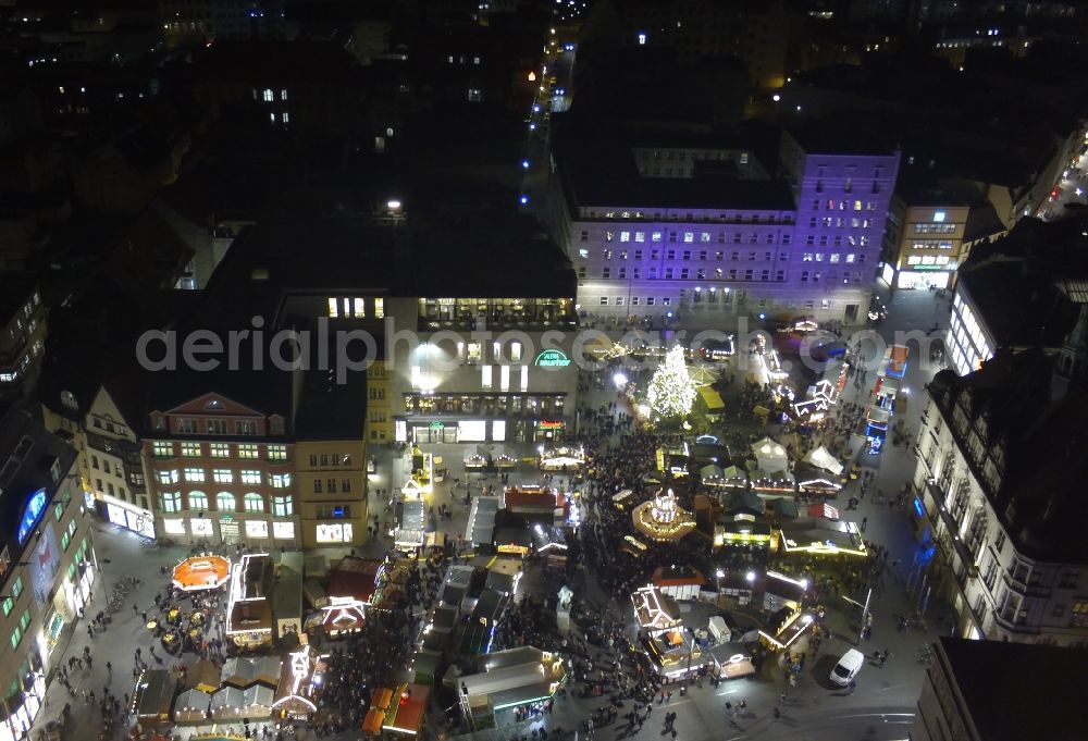 Aerial photograph Halle (Saale) - Christmas market in the old town in Halle (Saale) in Saxony-Anhalt