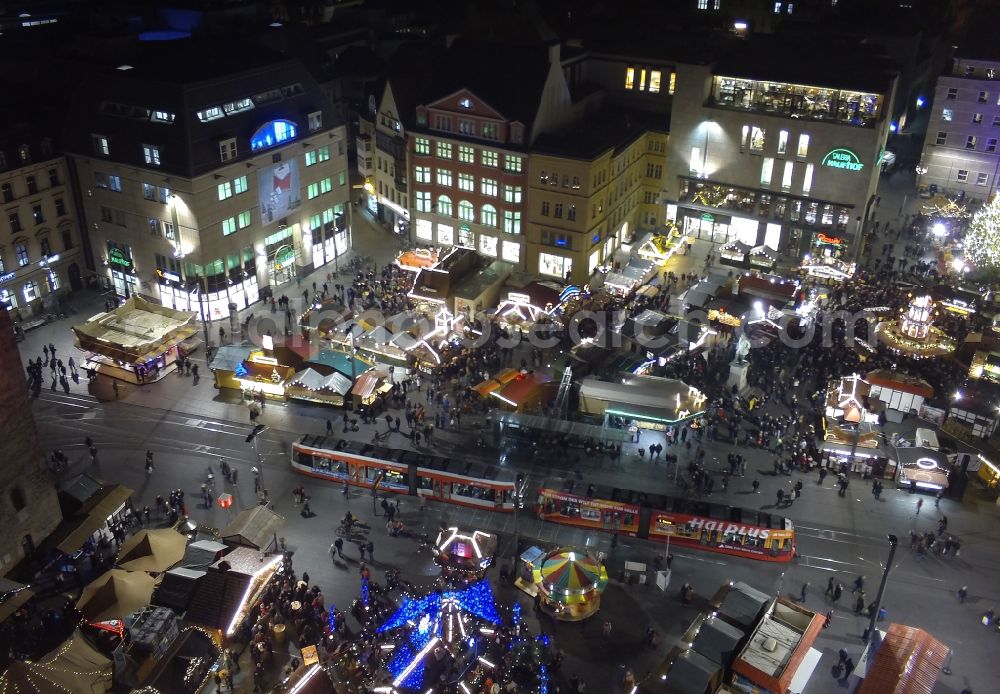 Halle (Saale) from the bird's eye view: Christmas market in the old town in Halle (Saale) in Saxony-Anhalt