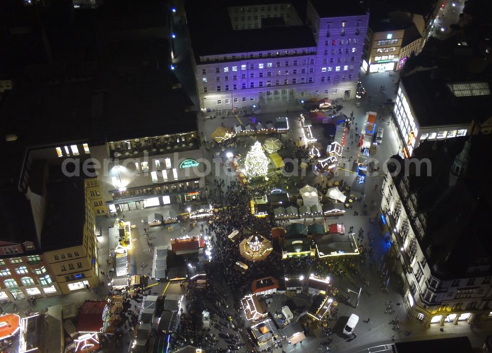 Aerial image Halle (Saale) - Christmas market in the old town in Halle (Saale) in Saxony-Anhalt