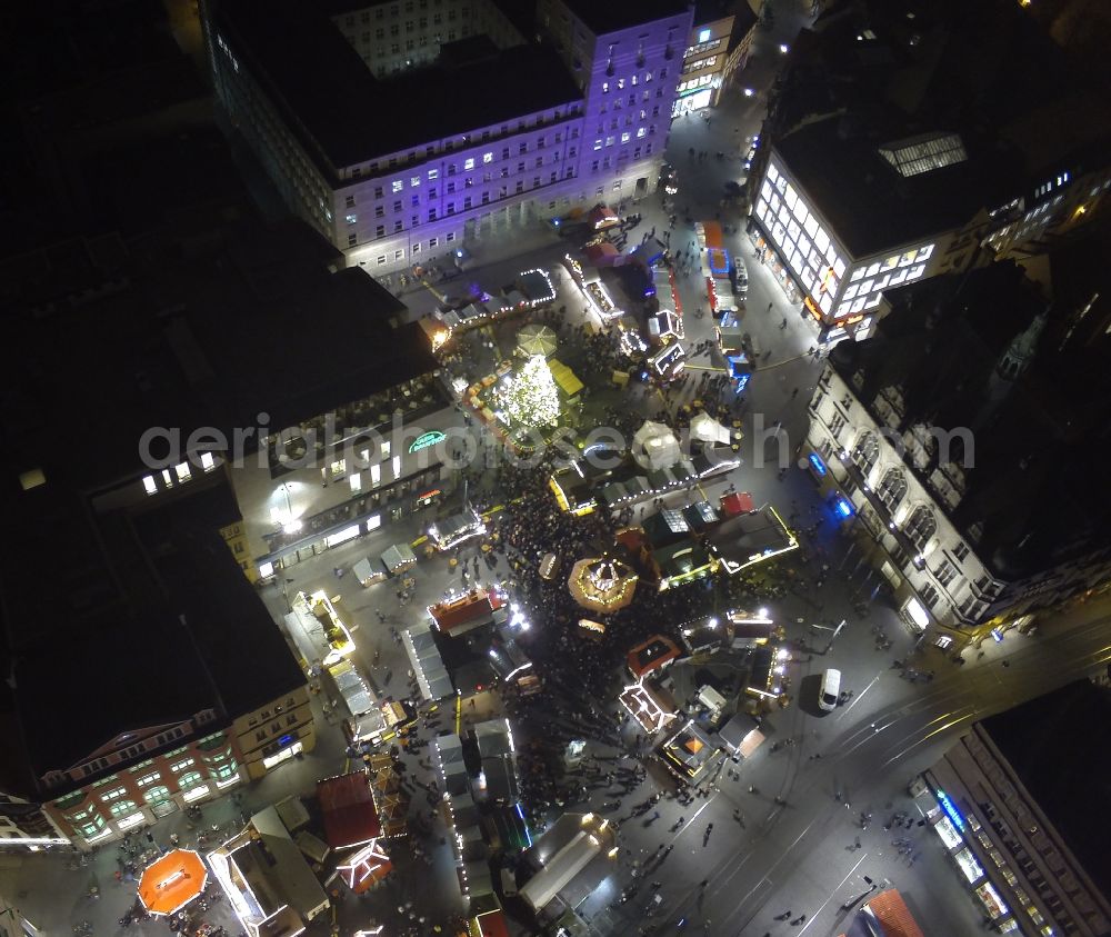 Halle (Saale) from above - Christmas market in the old town in Halle (Saale) in Saxony-Anhalt