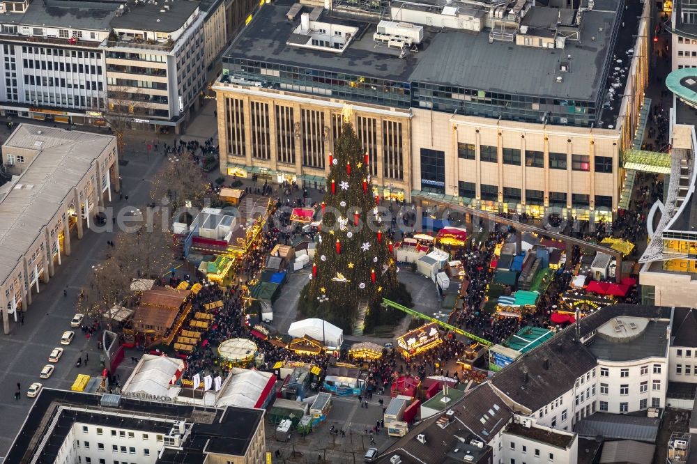 Aerial photograph Dortmund - Christmas market on the Hansaplatz in Dortmund in North Rhine-Westphalia