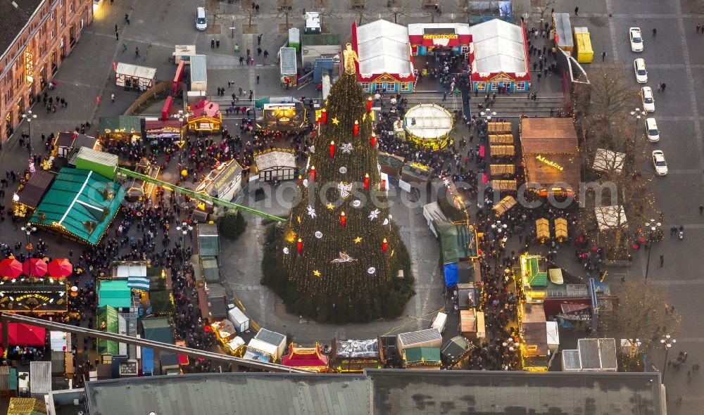 Aerial image Dortmund - Christmas market on the Hansaplatz in Dortmund in North Rhine-Westphalia