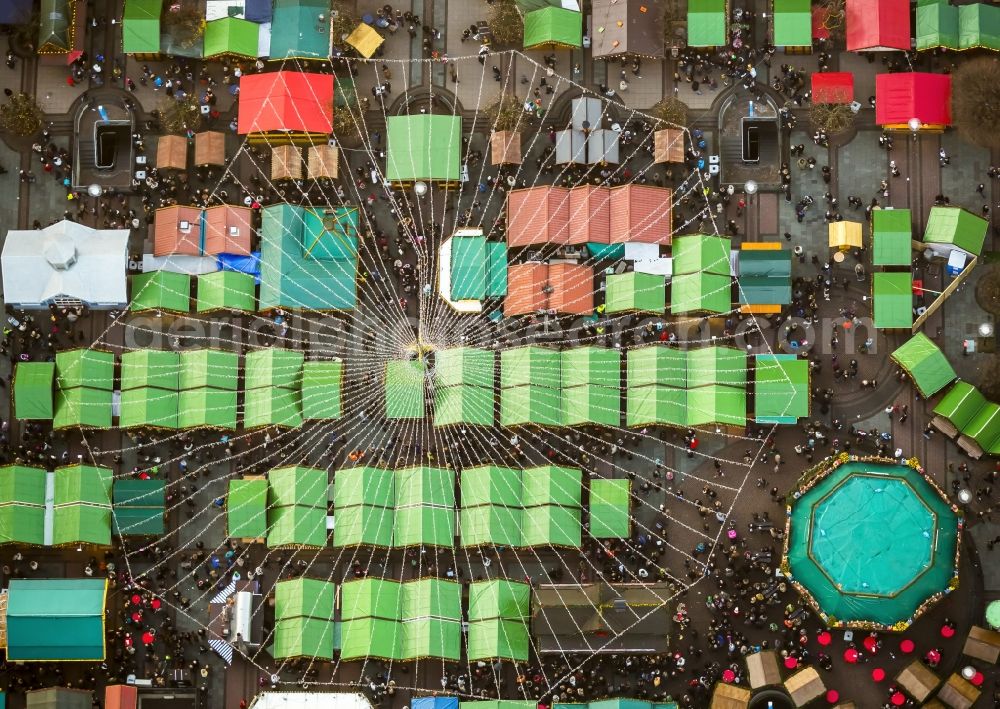 Essen from above - Christmas market in the city of Essen in North Rhine-Westphalia