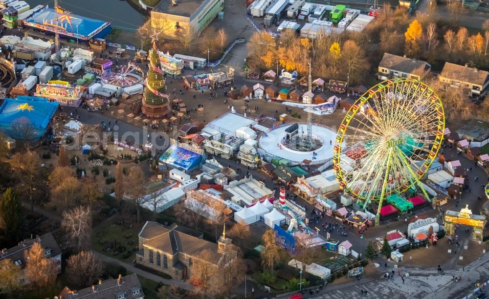 Herne from above - Christmas market - event area in the district Wanne-Eickel in Herne in the state North Rhine-Westphalia, Germany