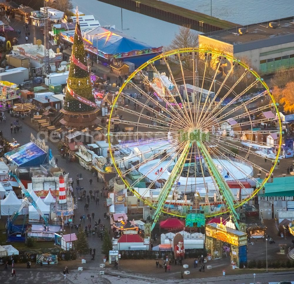 Aerial photograph Herne - Christmas market - event area in the district Wanne-Eickel in Herne in the state North Rhine-Westphalia, Germany