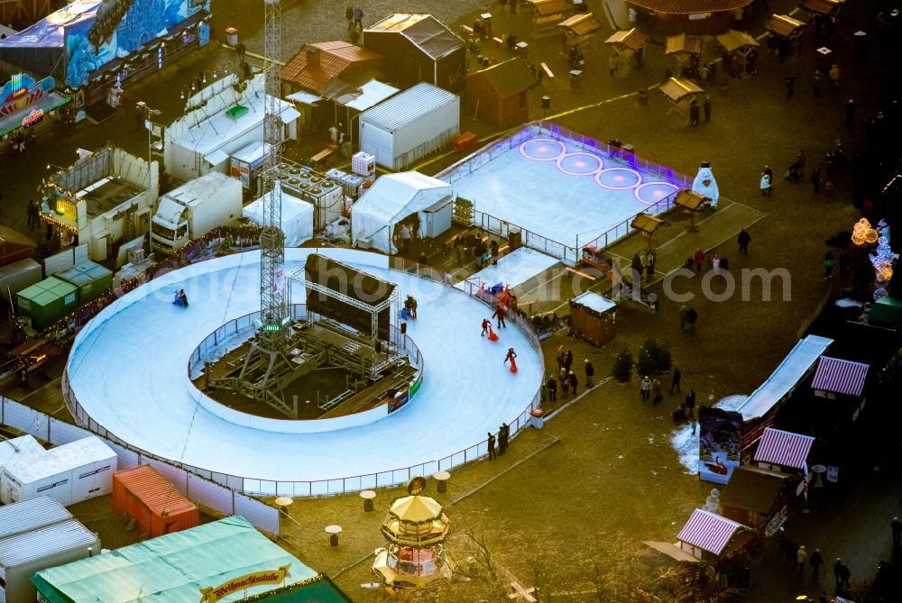 Aerial photograph Herne - Christmas market - event area in the district Wanne-Eickel in Herne in the state North Rhine-Westphalia, Germany