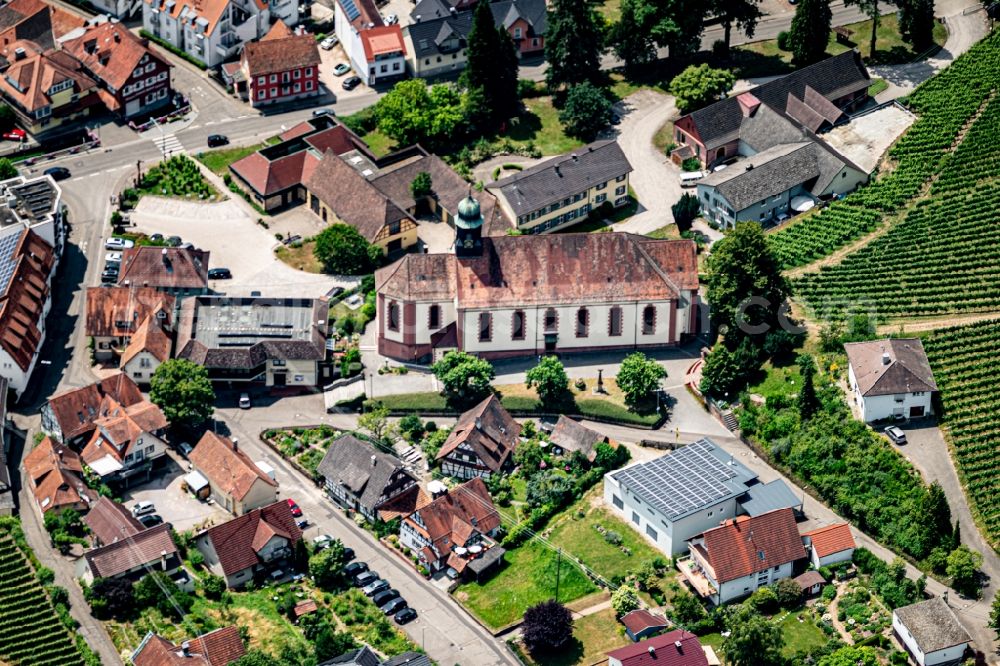 Aerial image Durbach - Fields of wine cultivation landscape in Durbach in the state Baden-Wurttemberg, Germany