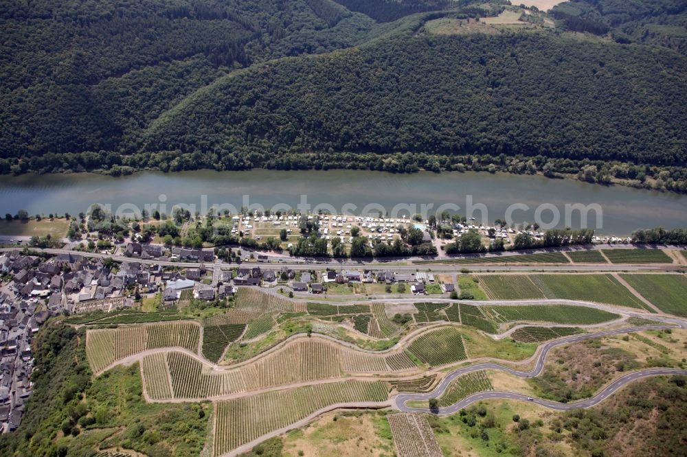 Aerial image Pommern - Fields of wine cultivation landscape in Pommern in the state Rhineland-Palatinate, Germany