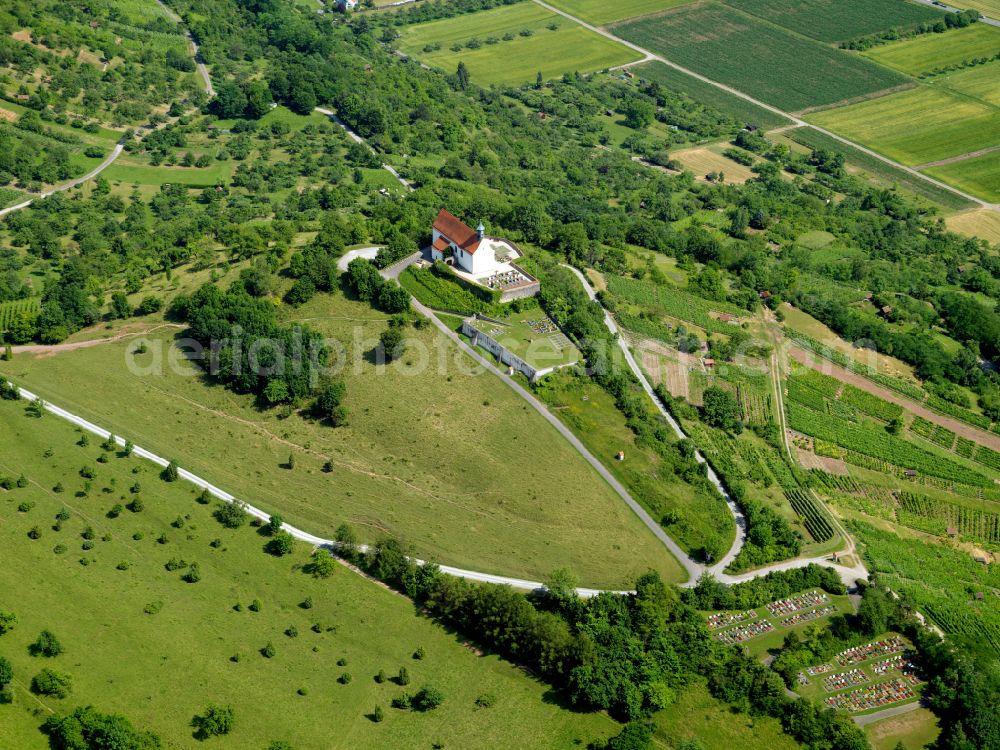 Aerial image Rottenburg am Neckar - Fields of wine cultivation landscape in Rottenburg am Neckar in the state Baden-Wuerttemberg, Germany