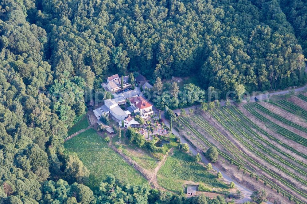 Aerial photograph Burrweiler - Building and manor house of the winery Sankt Annaberg in Burrweiler in the state Rhineland-Palatinate, Germany