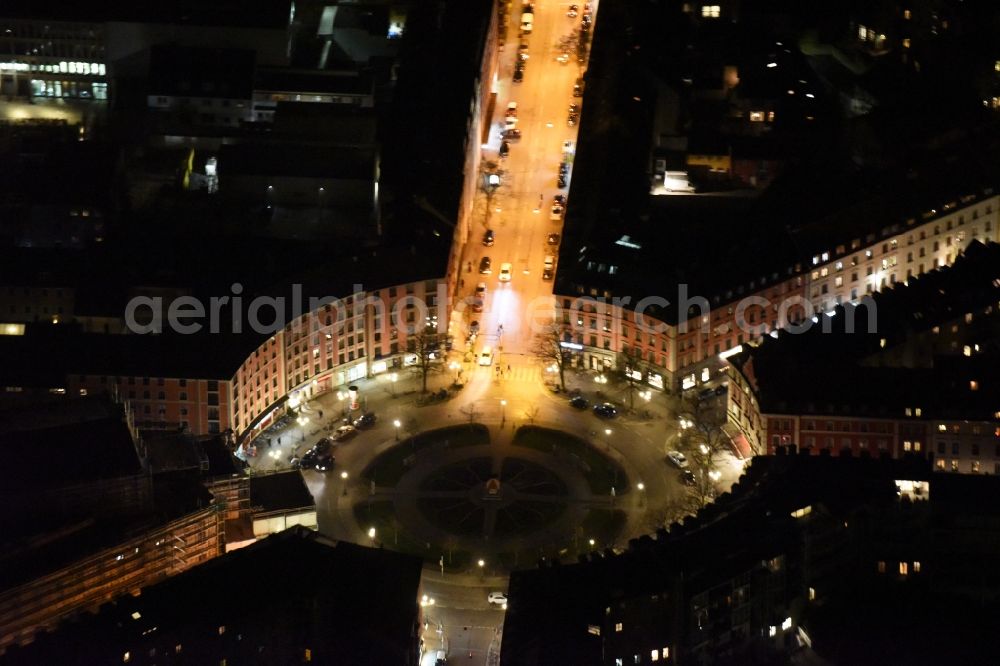 Aerial photograph München - Night view Ensemble space Weissenburger Platz in the inner city center in Munich in the state Bavaria