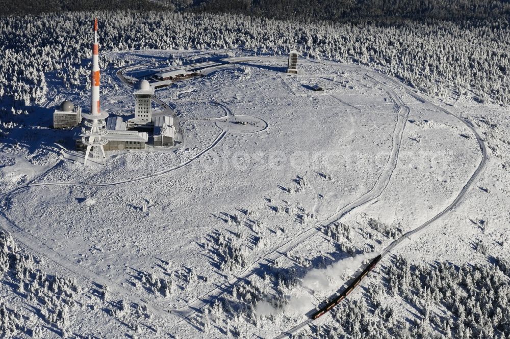 Brocken from above - White and snowy peaks des Brockens in the state Saxony-Anhalt