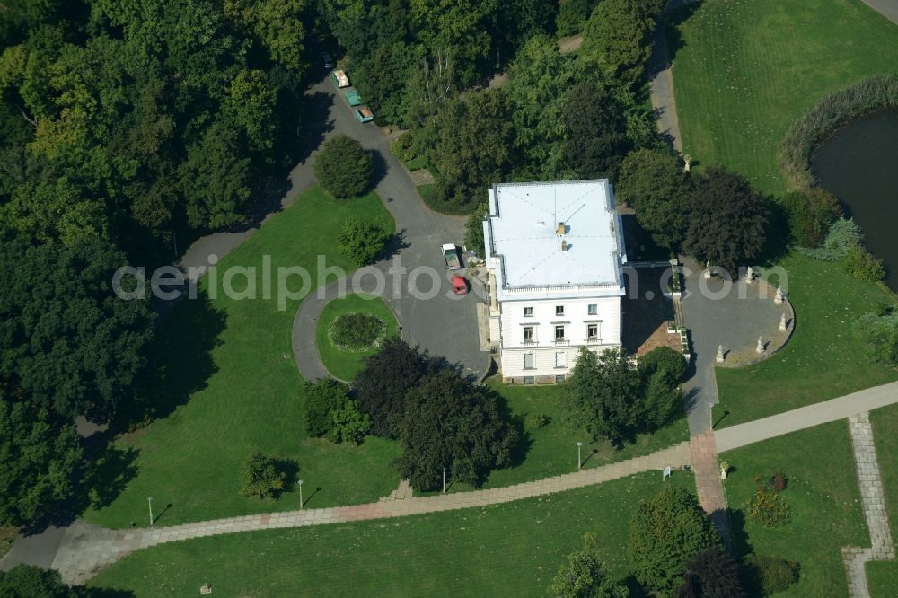 Markkleeberg from the bird's eye view: White House in agra-park in Markkleeberg in the state of Saxony. The landmark is used as an events location and the civil registry office