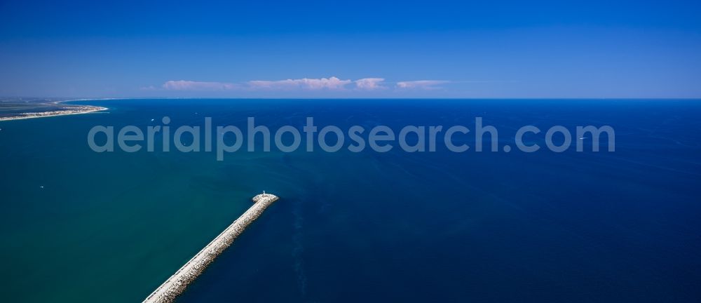 Sète from above - Breakwater pier on the Mediterranean coast of Sète in the province of Languedoc-Roussillon in France