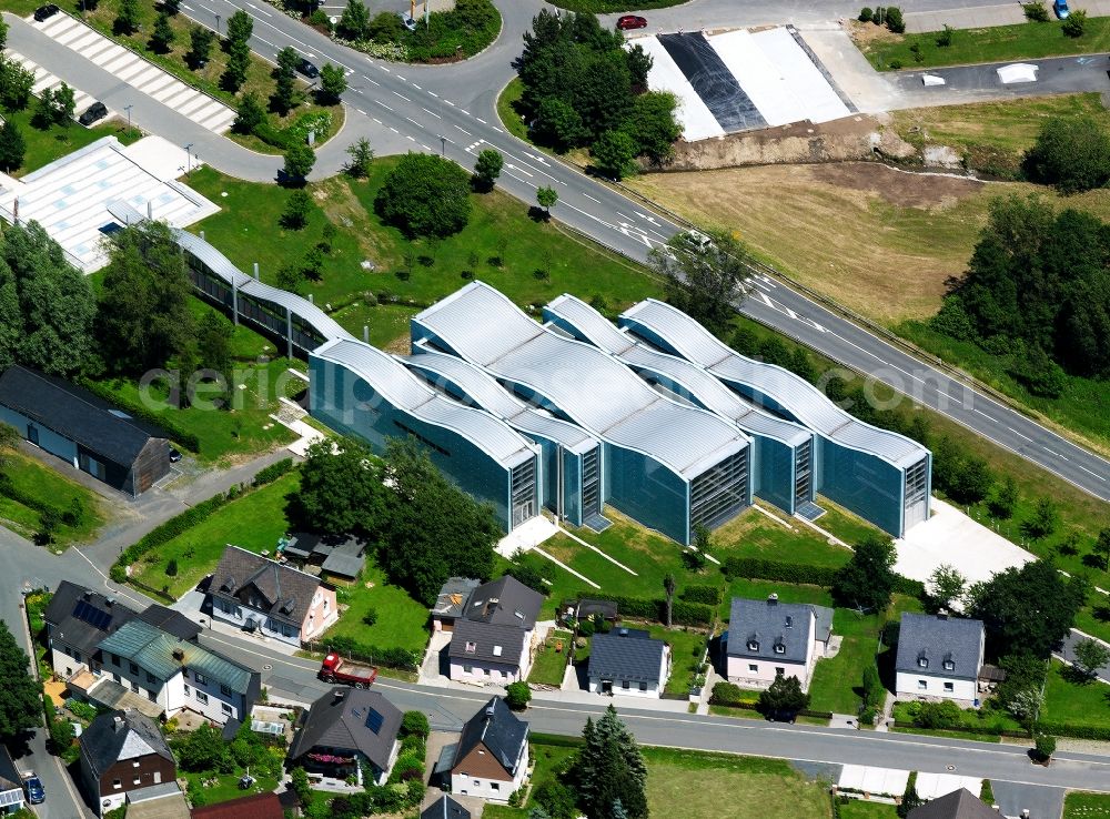 Bad Steben from the bird's eye view: Wavy building the casino Bad Steben in Bavaria