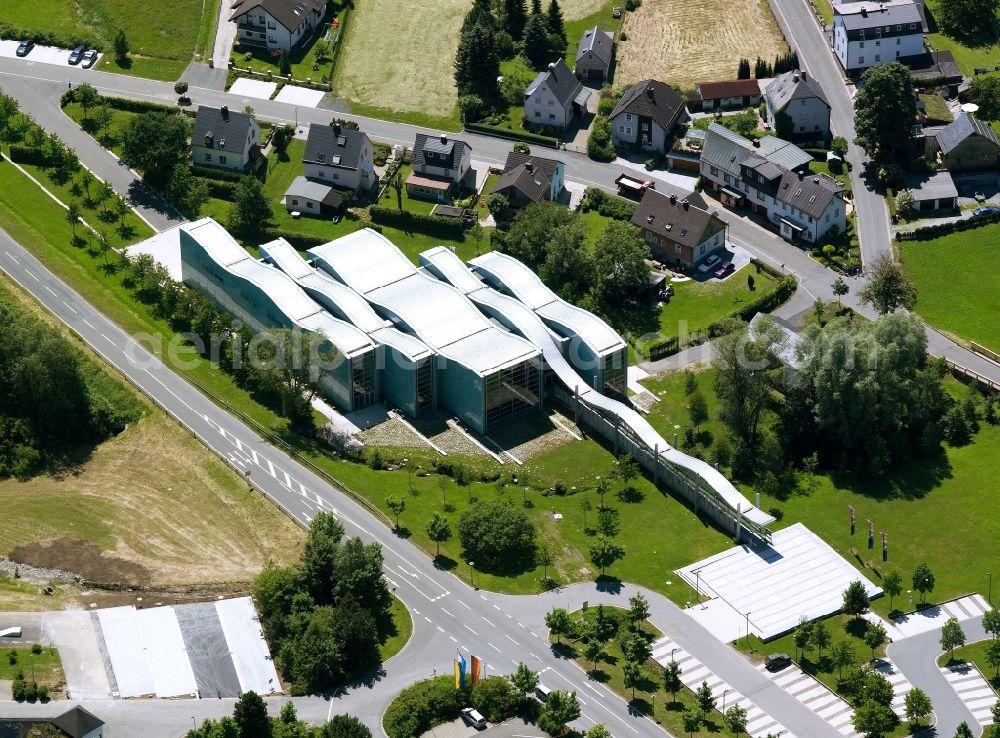 Bad Steben from the bird's eye view: Wavy building the casino Bad Steben in Bavaria