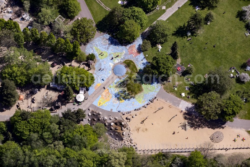 Berlin from the bird's eye view: Worlds playground in the West of Britzer Garten Park in the borough of Britz in the district of Neukoelln in Berlin