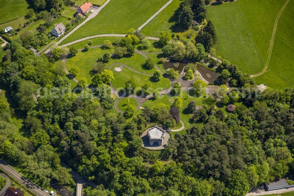 Aerial image Bad Laasphe - World Warrior Memorial - Memorial on Castle Hill in Bad Laasphe in the state of North Rhine-Westphalia