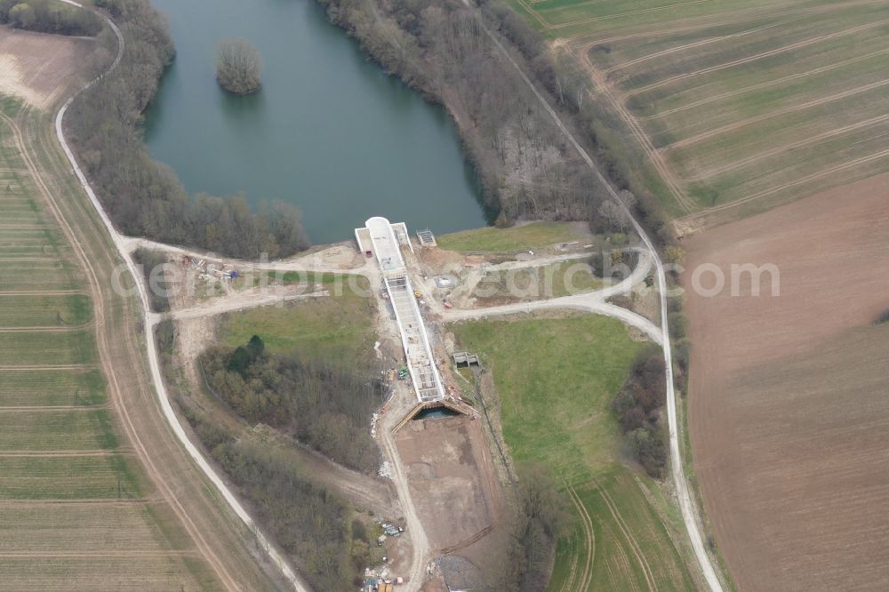 Friedland from above - Impoundment and shore areas at the lake Wendebachstausee in Friedland in the state Lower Saxony