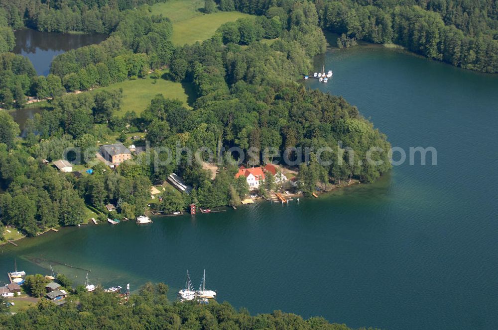 Schorfheide from above - Blick auf den Werbellinsee im Landkreis Barnim in Brandenburg. Der Werbellinsee liegt im Biosphärenreservat Schorfheide-Chorin und ist der viertgrößte Natursee und der zweittiefste See Brandenburgs. Kontakt: EJB Werbellinsee GmbH, Tel. +49 (0) 333 636 297,