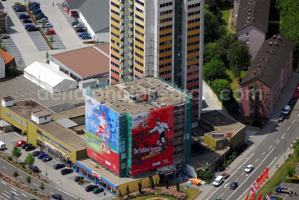 Kaiserslautern from the bird's eye view: Blick auf ein Werbebanner für die Fußball-Weltmeisterschaft 2006. Kaiserslautern war einer der Austragungsorte.