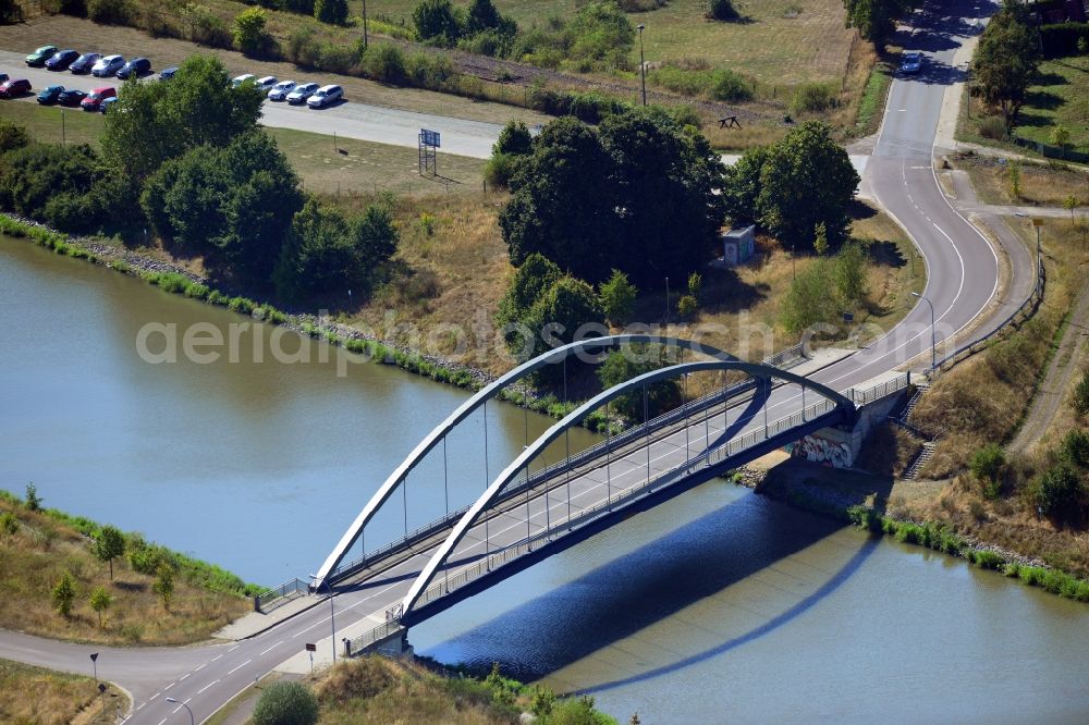 Aerial image Parey - Werder road bridge over the Elbe-Havel-Canel in Parey in the state Saxony-Anhalt