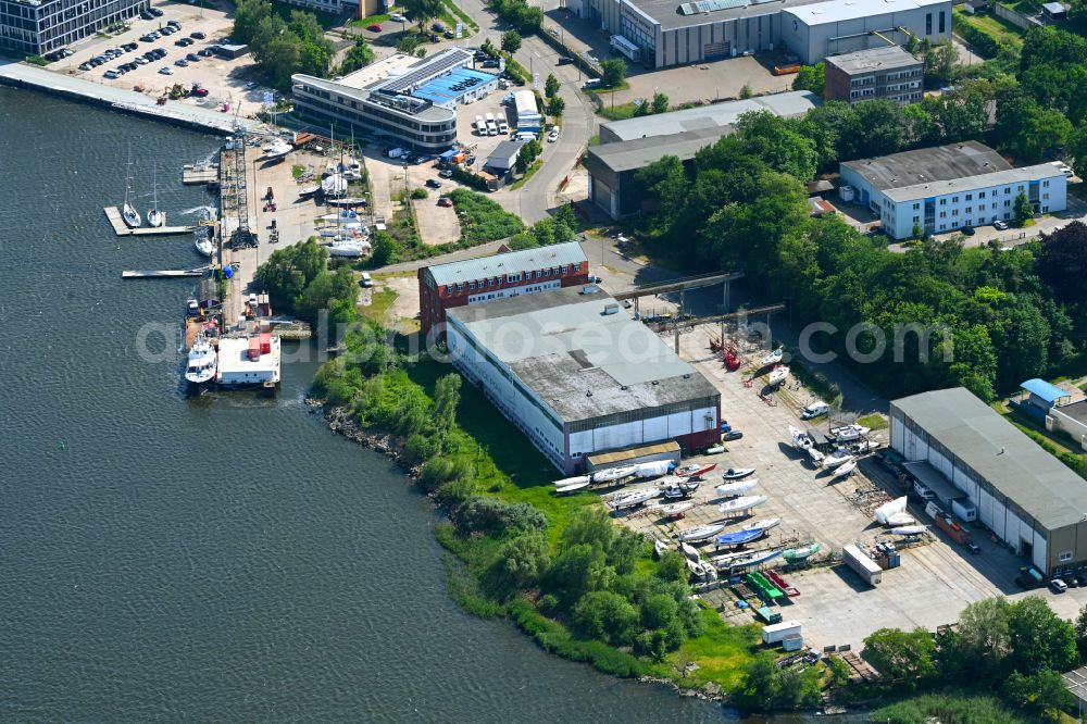 Aerial photograph Rostock - Shipyard - site of the Yachtservice Pohl GmbH on street Schonenfahrerstrasse in the district Kroepeliner-Tor-Vorstadt in Rostock at the baltic sea coast in the state Mecklenburg - Western Pomerania, Germany