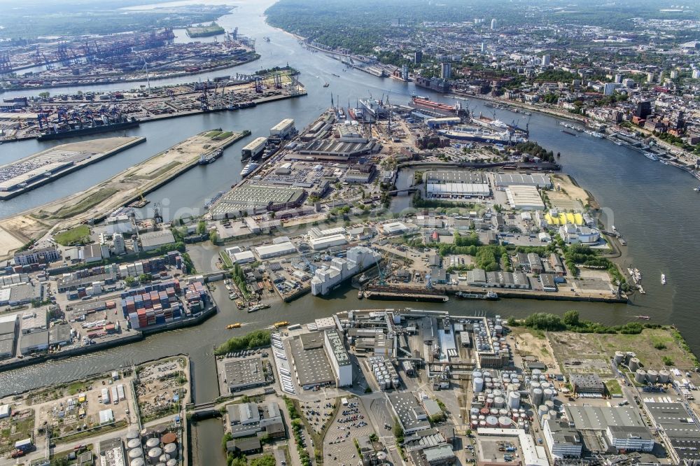 Aerial image Hamburg - Shipyard - site of the Blohm+Voss GmbH in Hamburg in Hamburg, Germany