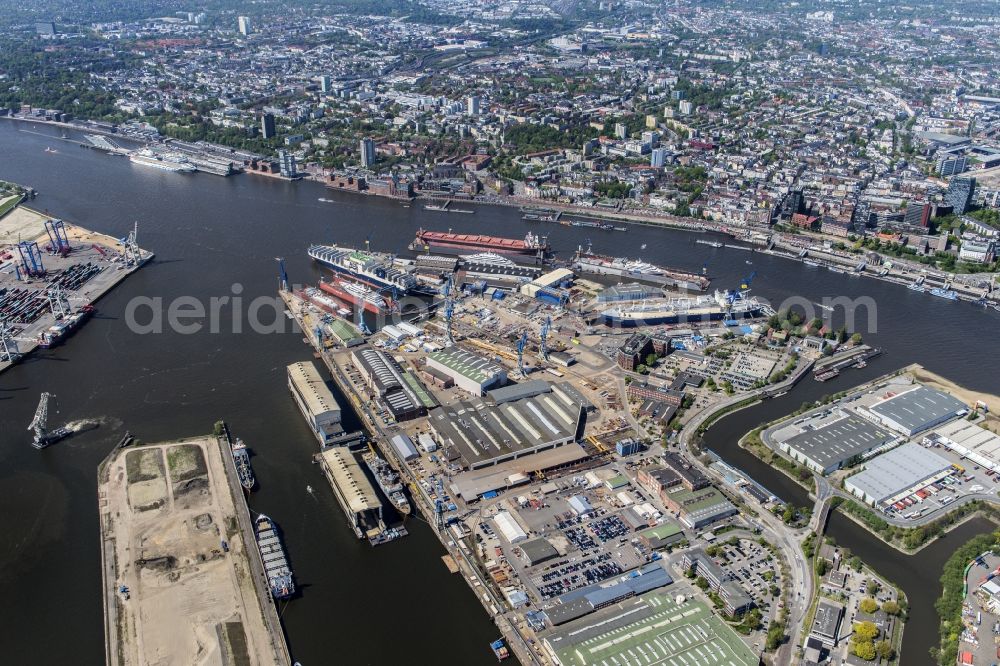 Aerial photograph Hamburg - Shipyard - site of the Blohm+Voss GmbH in Hamburg in Hamburg, Germany