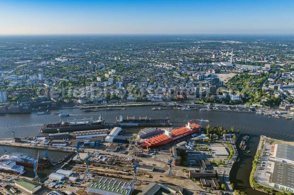 Aerial photograph Hamburg - Shipyard - site of the Blohm+Voss GmbH in Hamburg in Hamburg, Germany