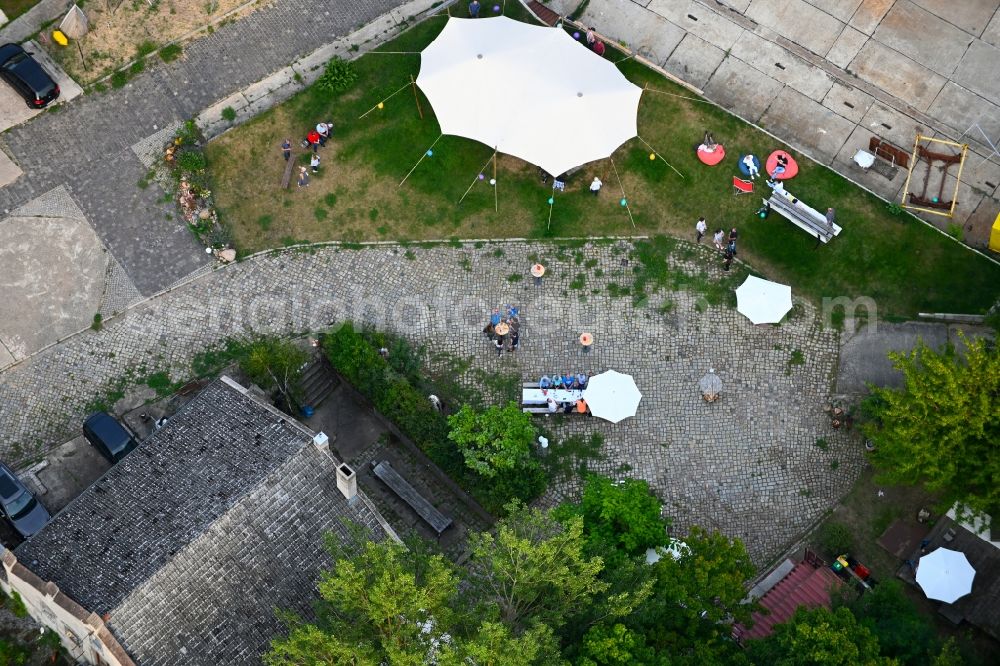 Woltersdorf from the bird's eye view: Shipyard - site of the Bootsmanufaktur Nils Clausen in Woltersdorf in the state Brandenburg, Germany