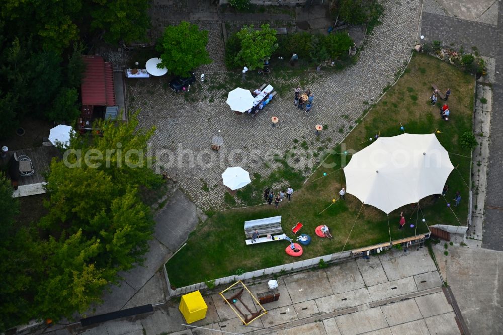 Aerial image Woltersdorf - Shipyard - site of the Bootsmanufaktur Nils Clausen in Woltersdorf in the state Brandenburg, Germany