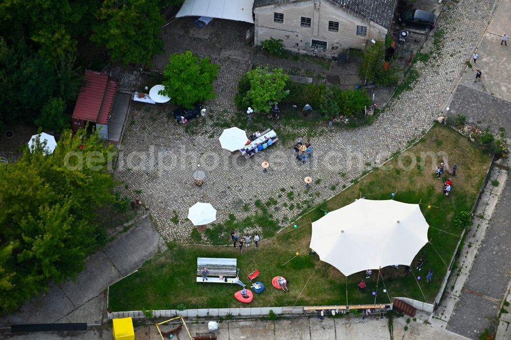 Aerial photograph Woltersdorf - Shipyard - site of the Bootsmanufaktur Nils Clausen in Woltersdorf in the state Brandenburg, Germany