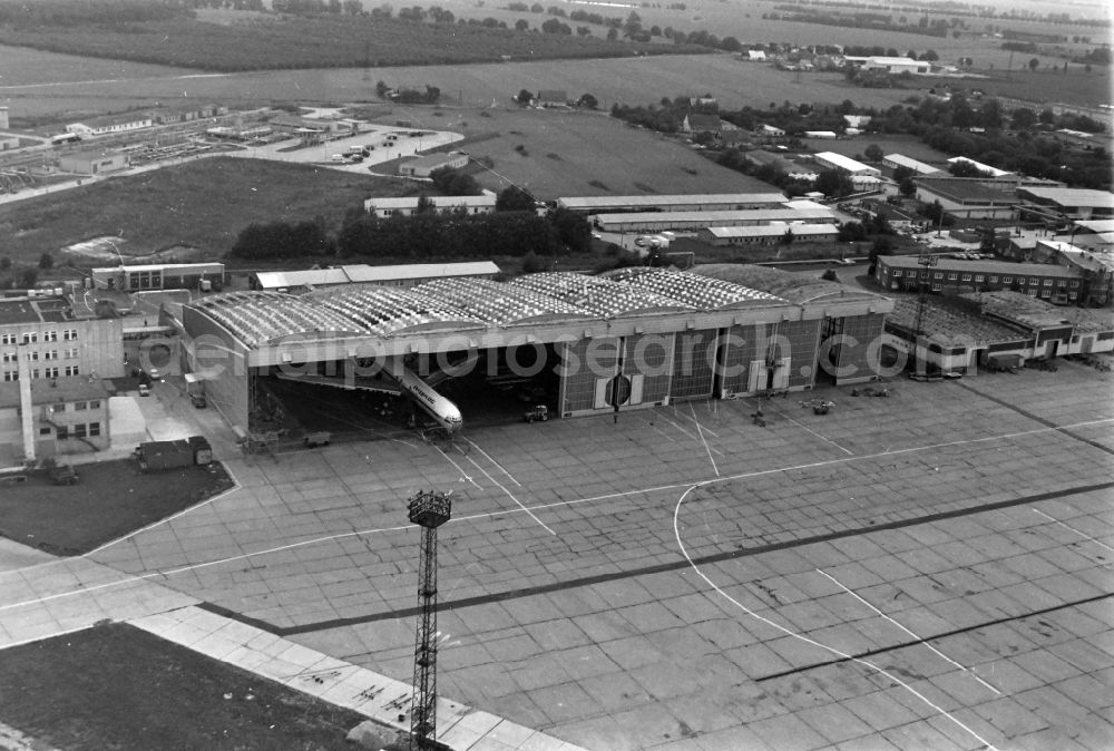 Schönefeld from the bird's eye view: Shipyard of the aeronautical company of the GDR airline INTERFLUG in Schoenefeld in the state Brandenburg, Germany