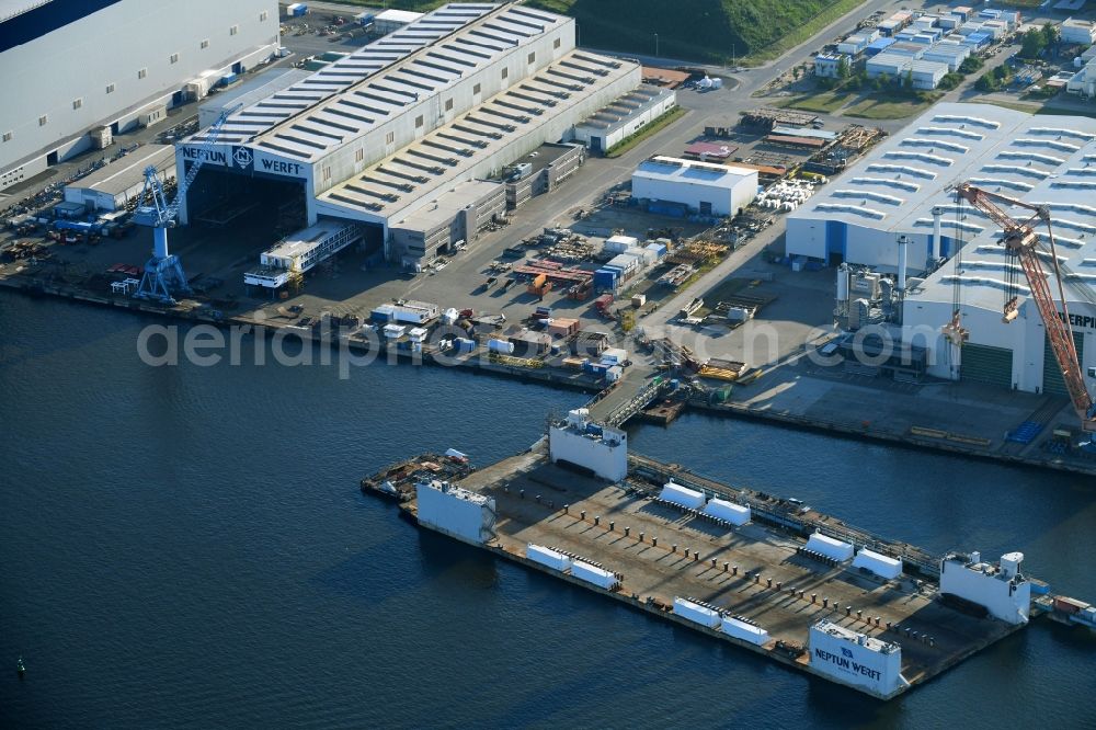 Rostock from the bird's eye view: Shipyard - site of the Neptun Werft in Rostock in the state Mecklenburg - Western Pomerania, Germany