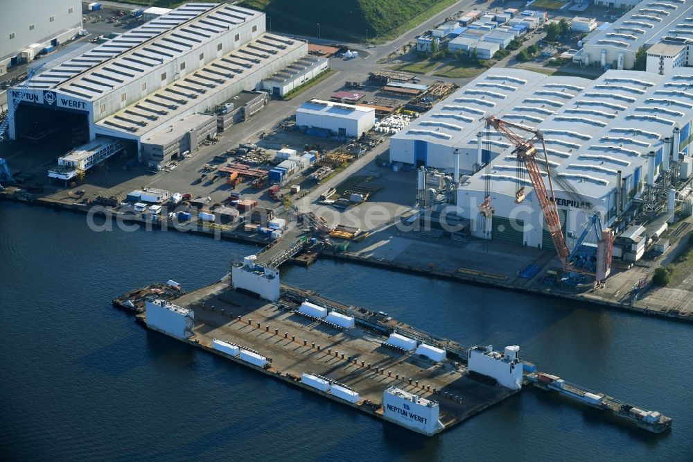 Aerial image Rostock - Shipyard - site of the Neptun Werft in Rostock in the state Mecklenburg - Western Pomerania, Germany