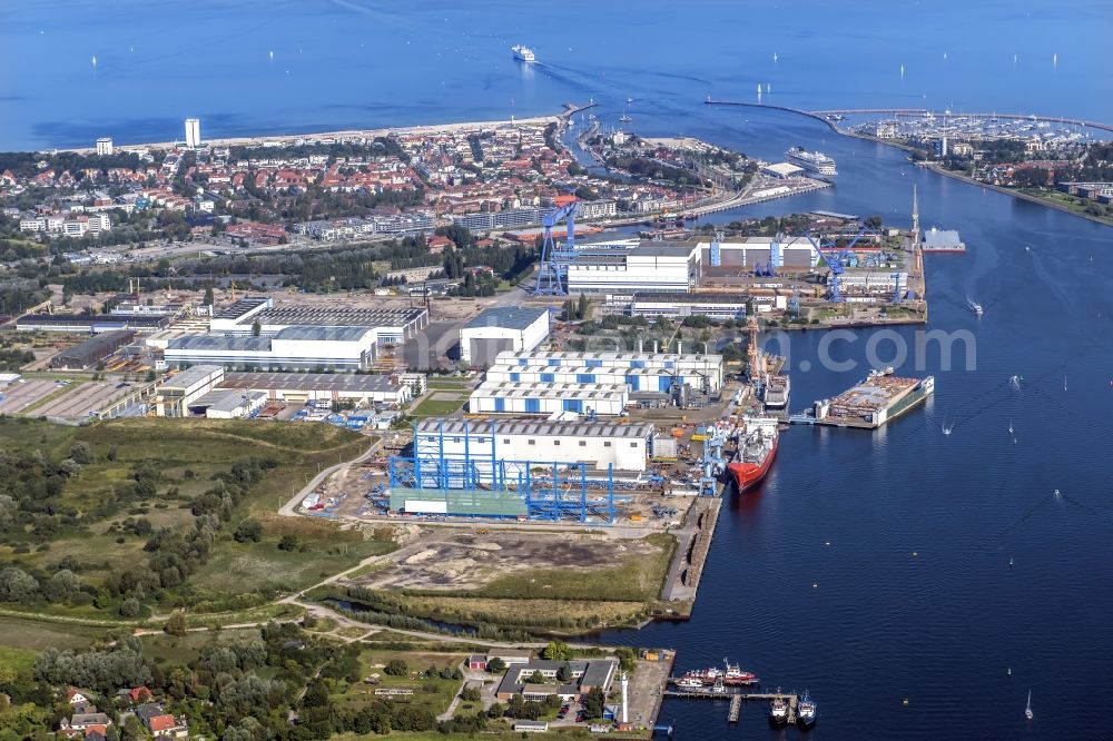 Aerial image Rostock - Shipyard - site of the Neptun Werft in Rostock in the state Mecklenburg - Western Pomerania, Germany