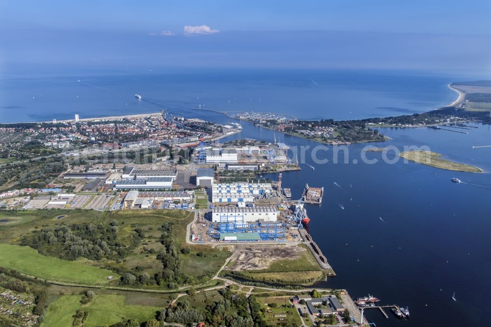 Aerial photograph Rostock - Shipyard - site of the Neptun Werft in Rostock in the state Mecklenburg - Western Pomerania, Germany